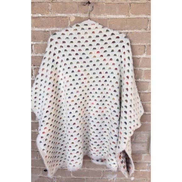 AKEMI + KIN Anthropologie Cream Multi Color Speckled Knit Poncho Wrap One Size - Picture 5 of 8